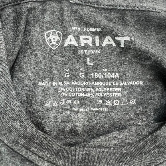 Ariat Men's Long Sleeve T-Shirt American Flag Logo Size L - Picture 9 of 9